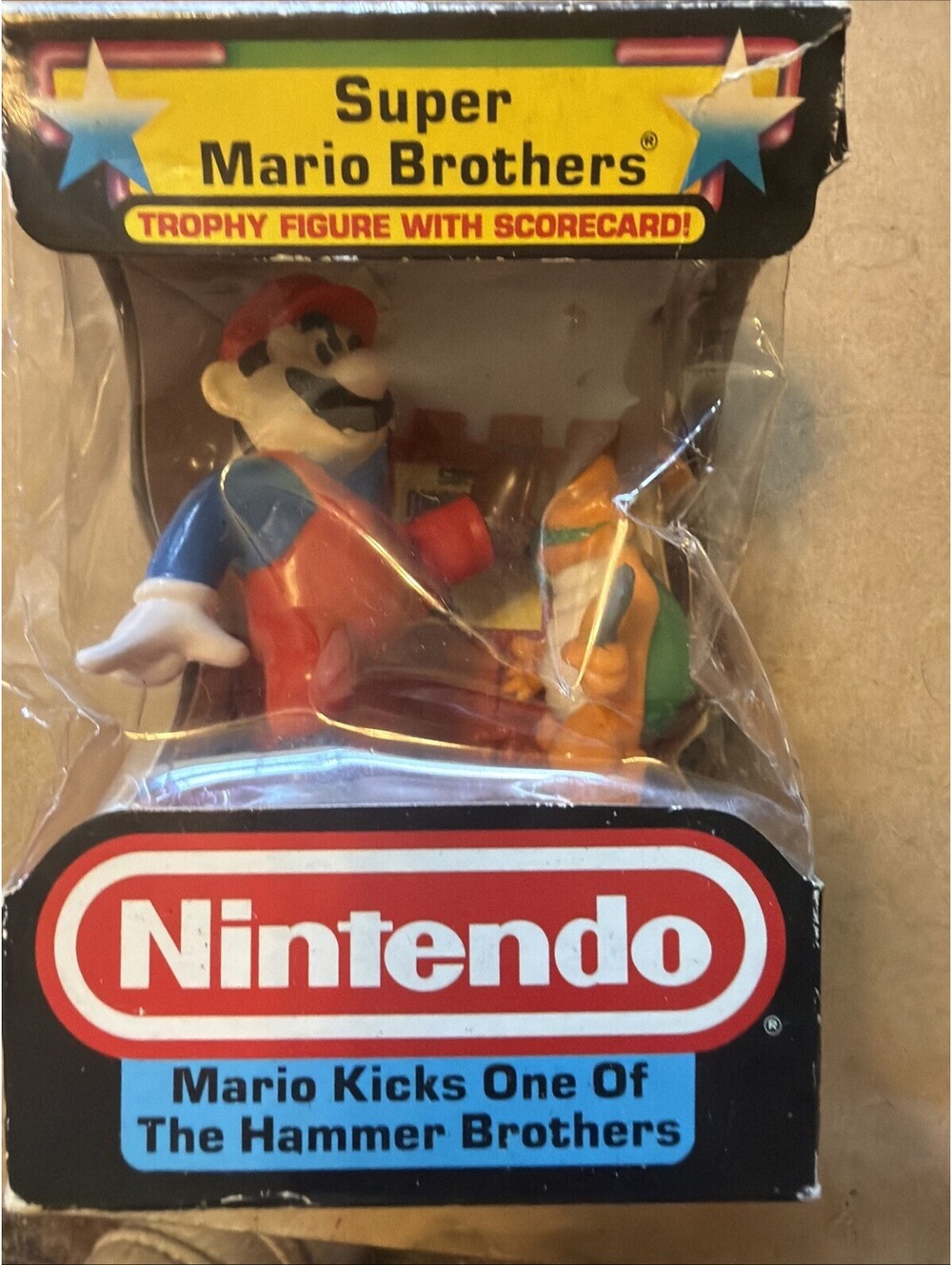 Nintendo Trophy Figures Super Mario Bros Mario Kicks Hammer Bro Damaged Bubble
